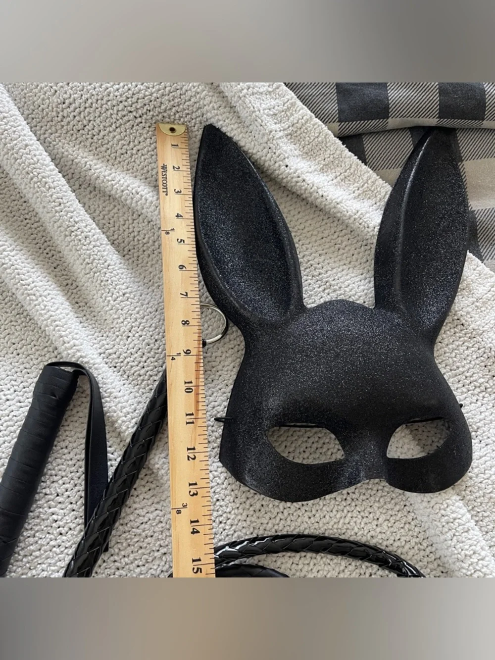 Halloween Costume Bundle Black Masks Whip Bunny Ears Cat Mask Gothic Set OS